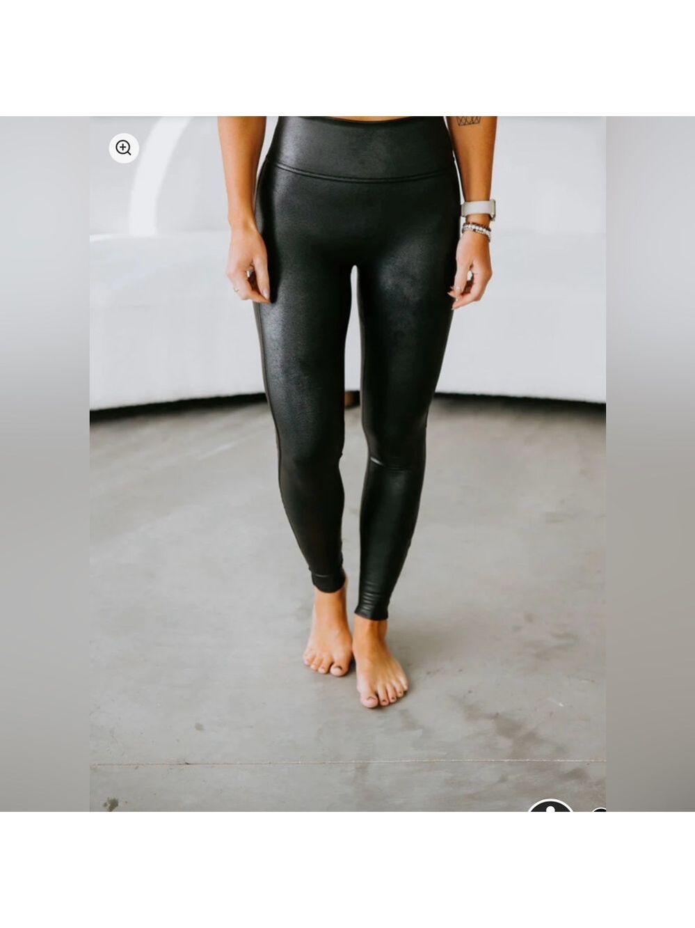 SPANX Faux Leather Look Leggings Black High Rise Size S